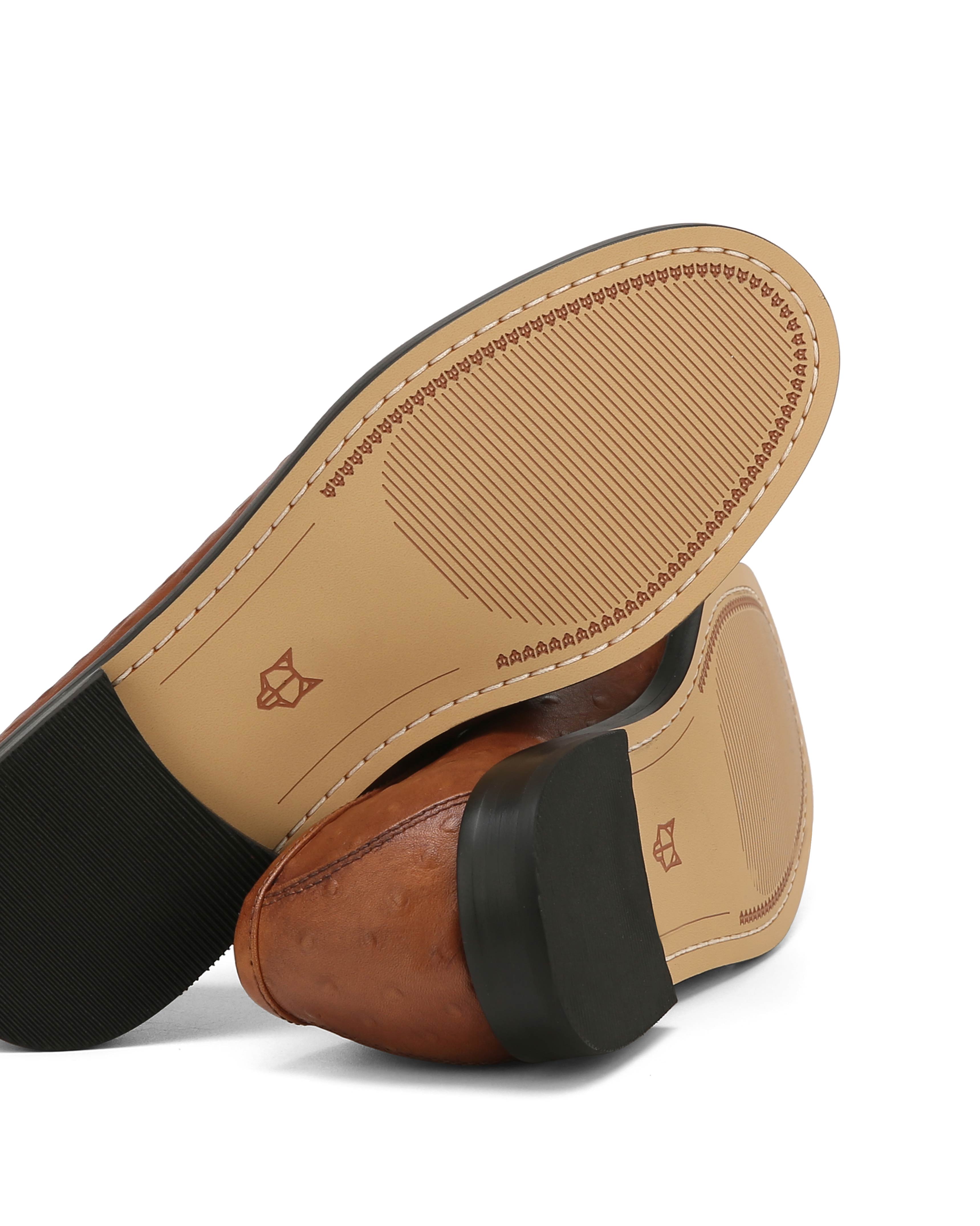 Goldie Ostrich Print Leather