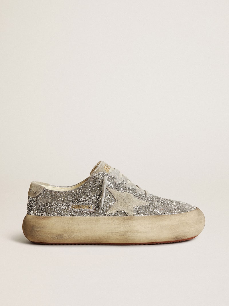 Women's Space-Star in silver glitter with ice-gray star