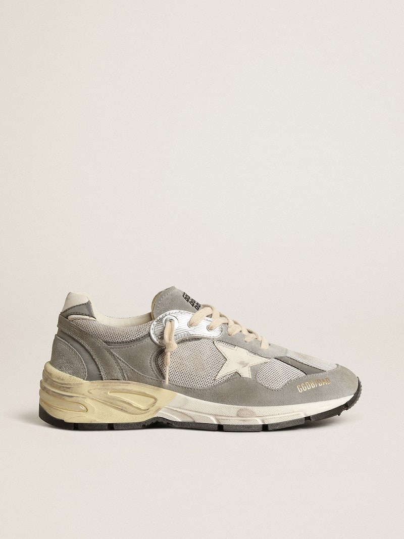 Women's Dad-Star in suede and silver mesh with white leather star and heel tab