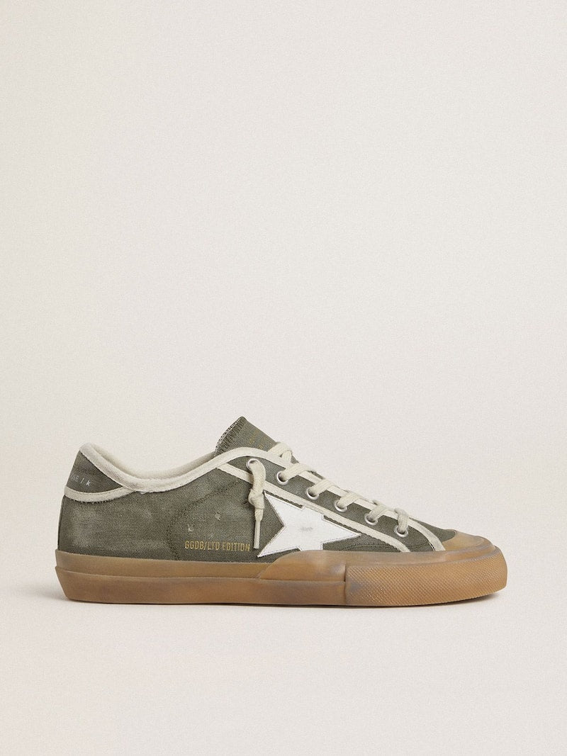 Women’s Super-Star LTD in green canvas with white leather star