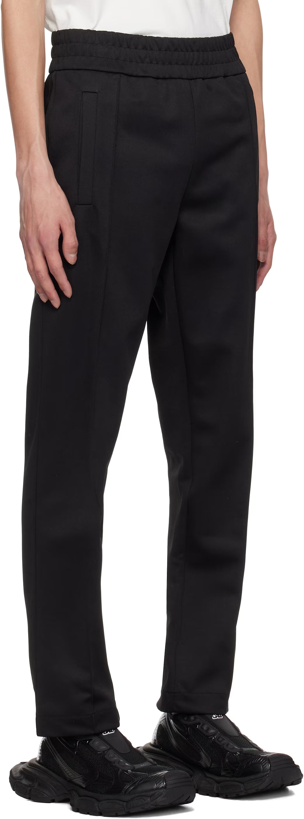 Black Curved Logo Track Pants