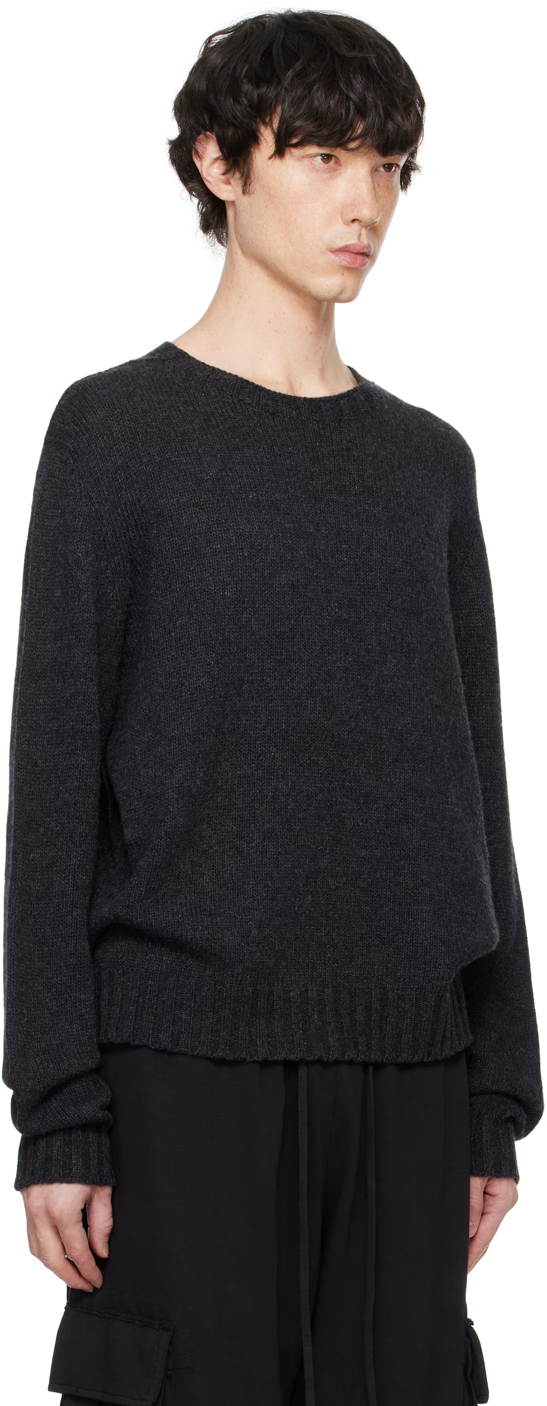 Gray Curved Logo Sweater