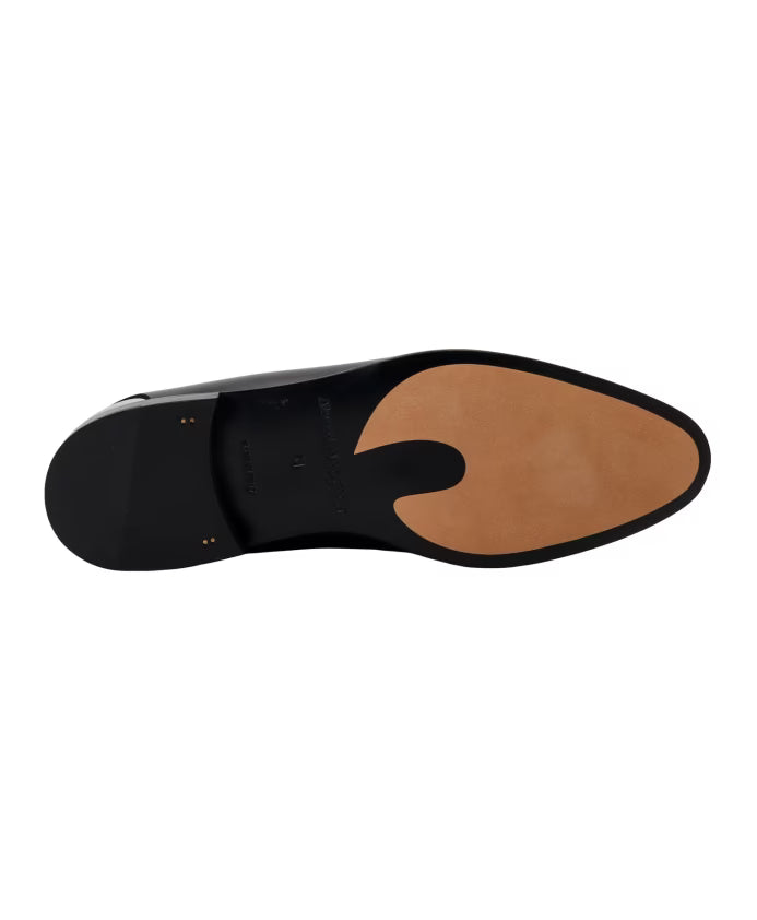 Black Flat Shoes with Metal Logo Detail