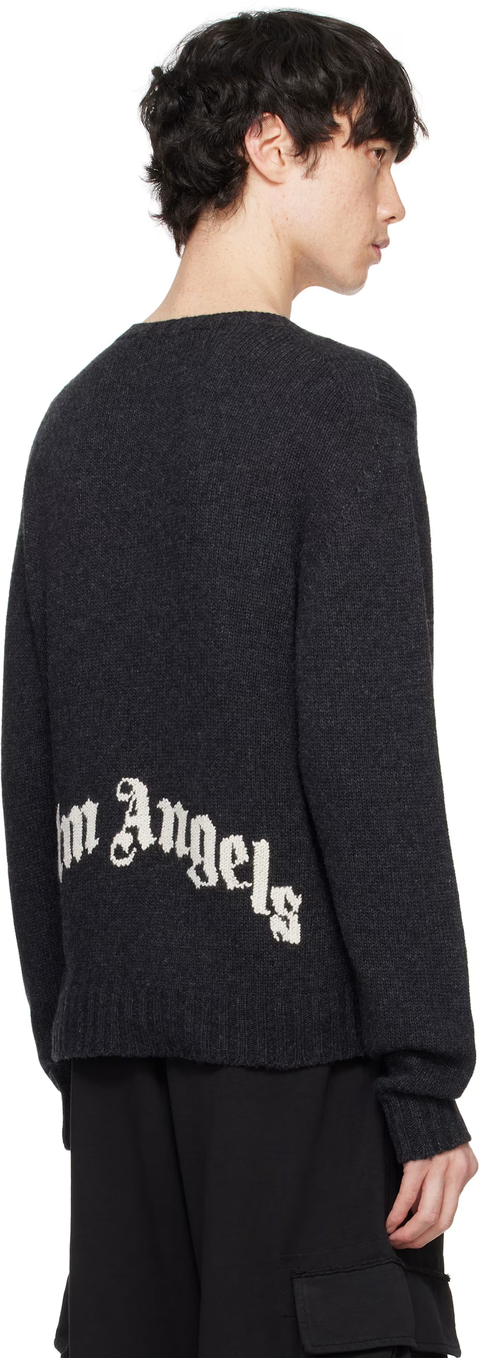 Gray Curved Logo Sweater