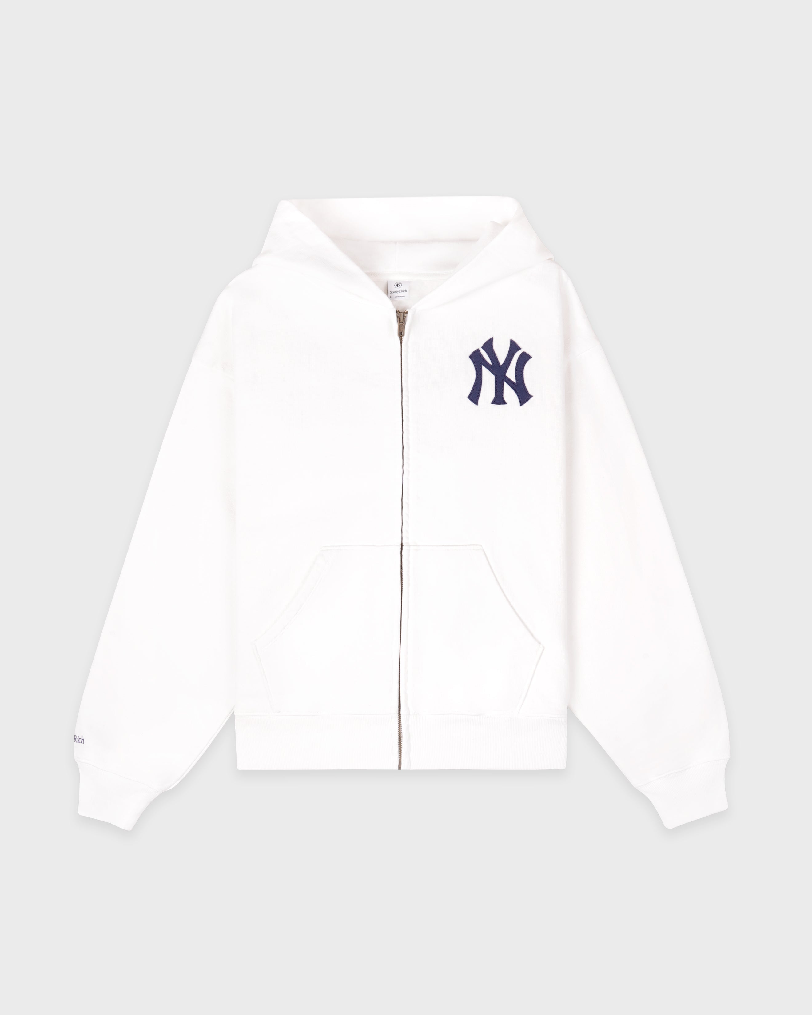 Heritage Yankees Serif Zip Hoodie - White/Navy