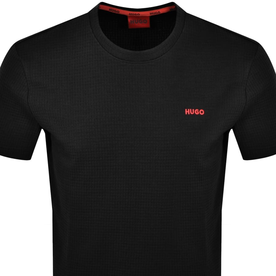 HUGO Austin Waffle T Shirt Black