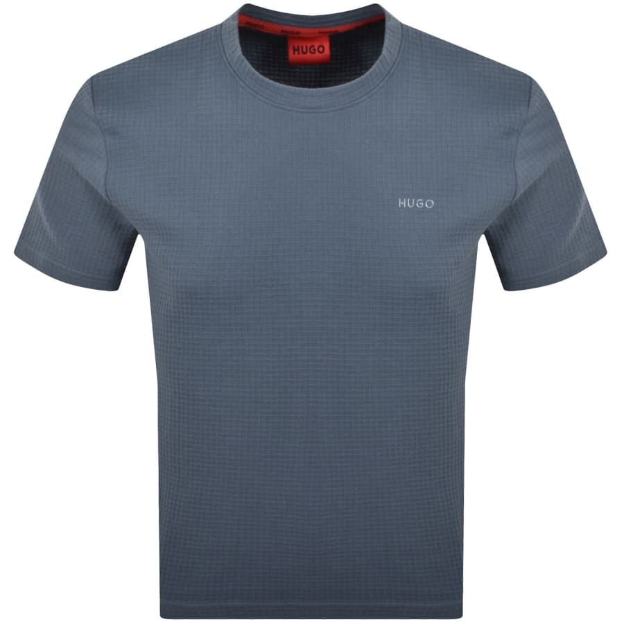 HUGO Austin Waffle T Shirt Blue