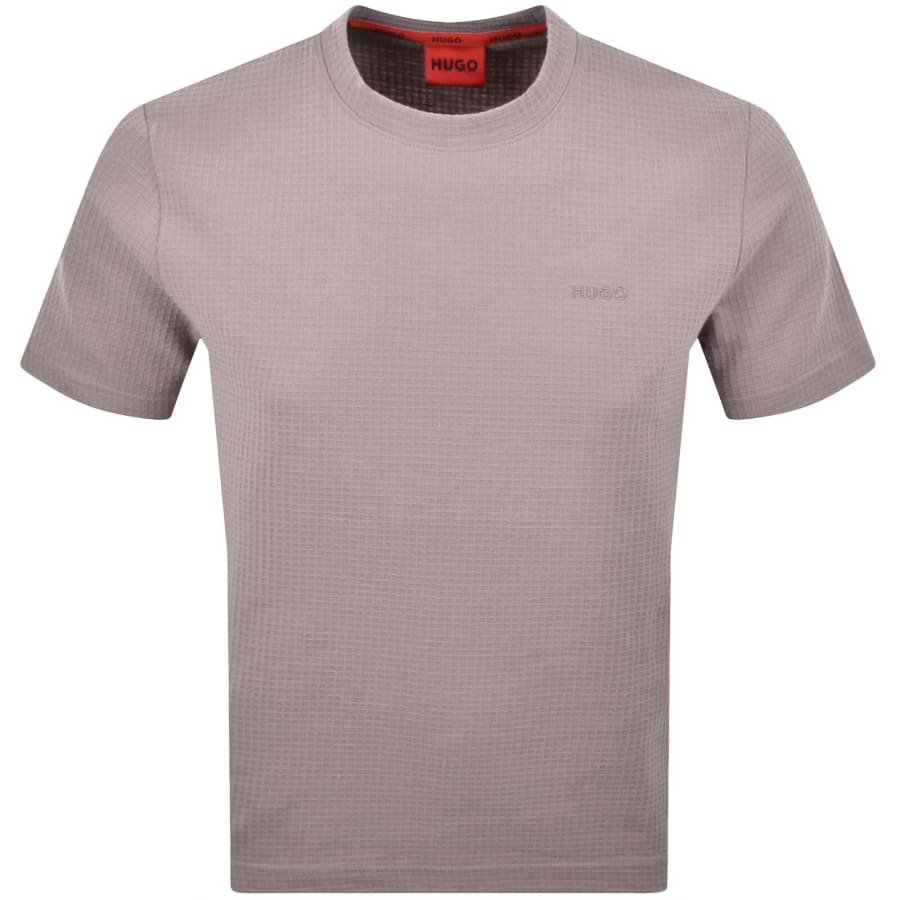 HUGO Austin Waffle T Shirt Pastel Pink