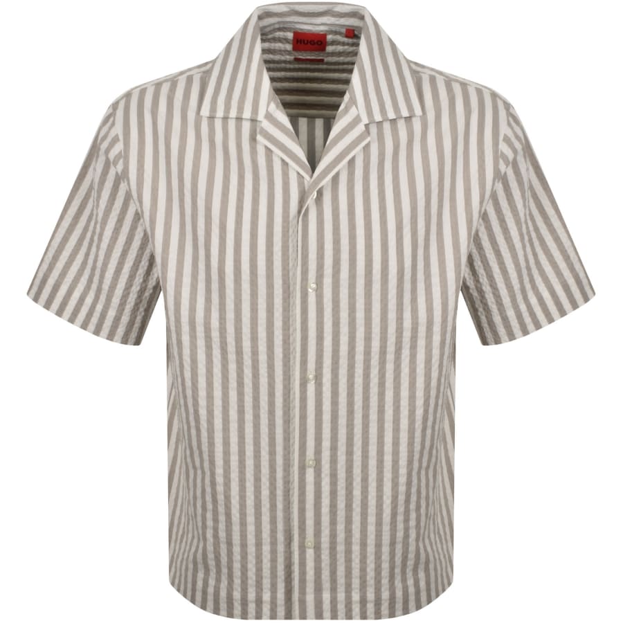 HUGO Espino Striped Shirt Light Brown