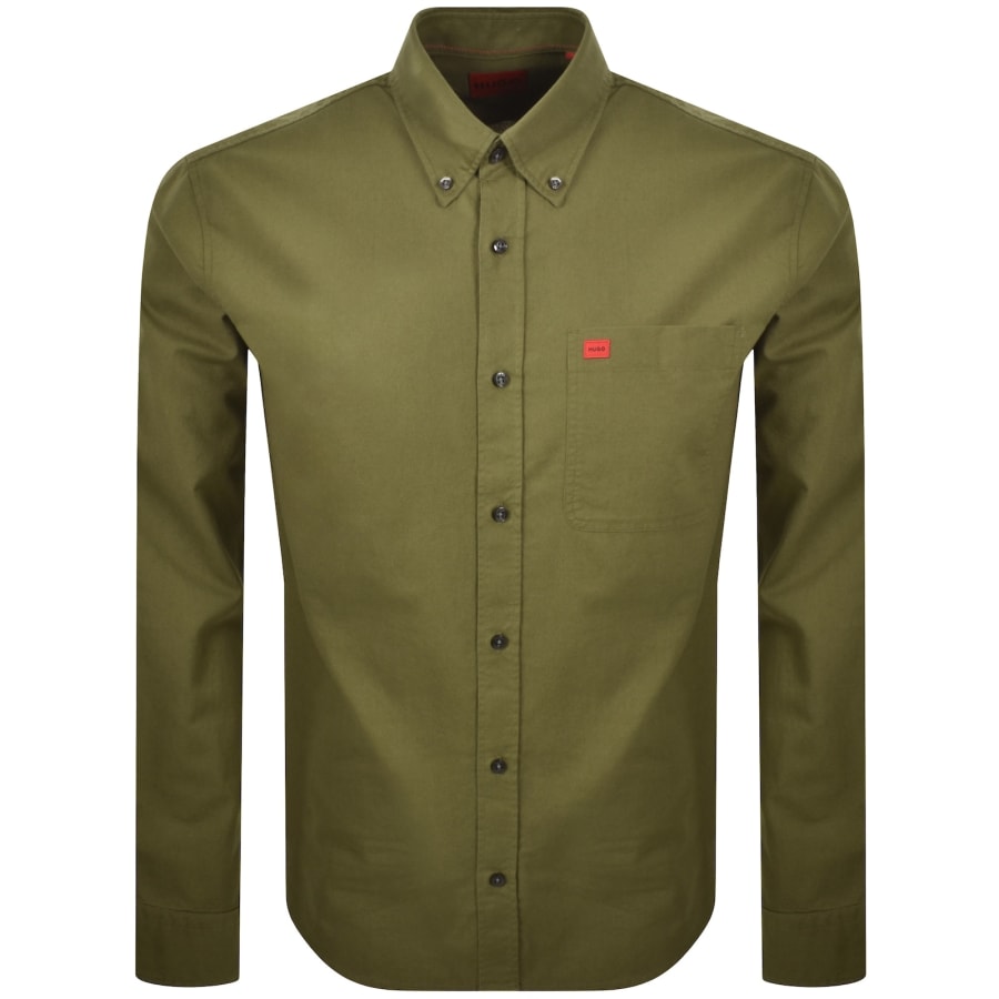 HUGO Long Sleeved Evito Shirt Green