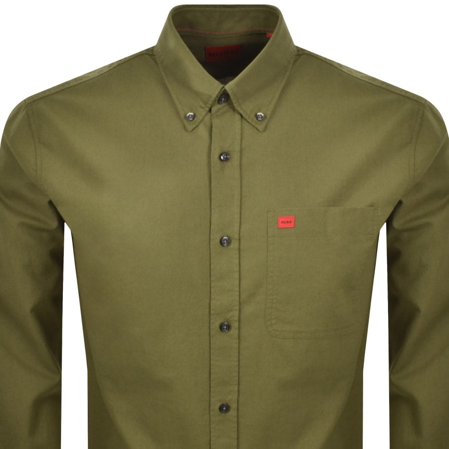 HUGO Long Sleeved Evito Shirt Green