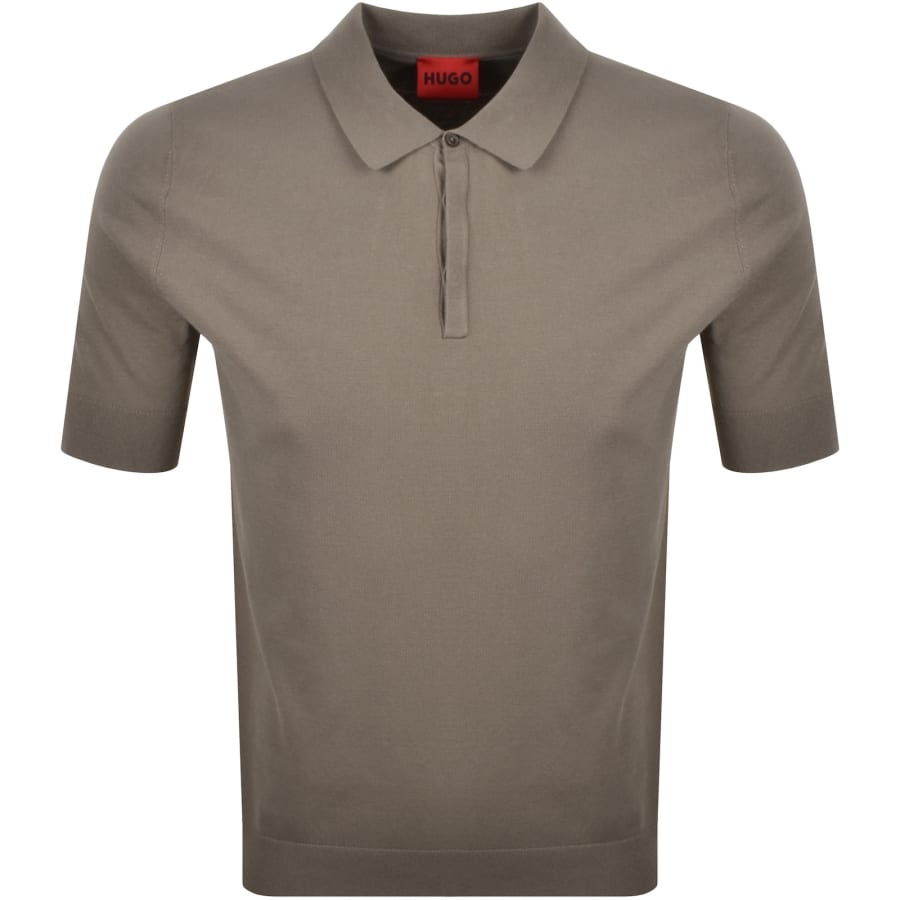 HUGO San Peter Knit Polo Jumper Brown