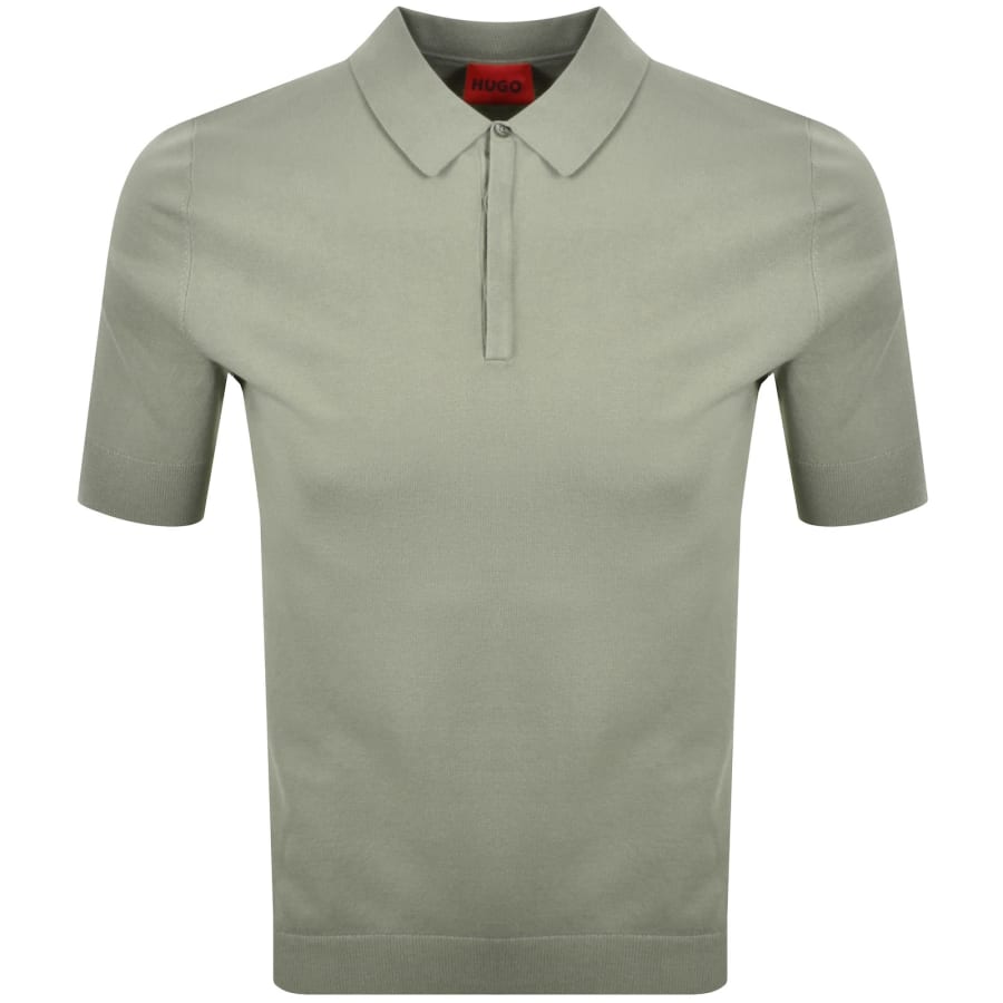 HUGO San Peter Knit Polo Jumper Green