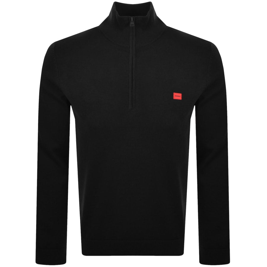 HUGO San Quintus Half Zip Knit Jumper Black