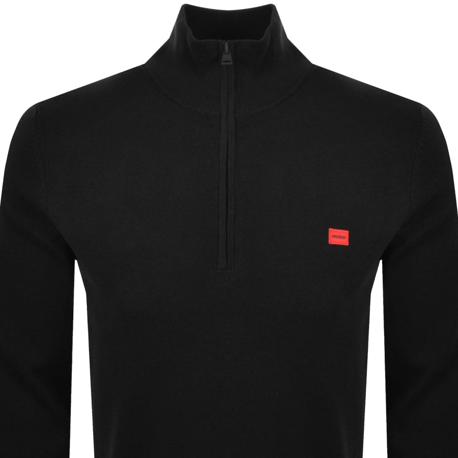 HUGO San Quintus Half Zip Knit Jumper Black