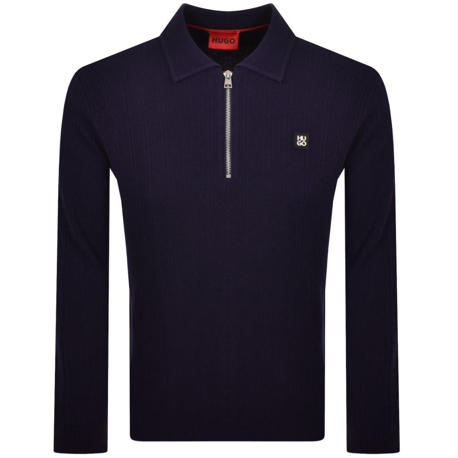 HUGO Sastoro Knit Polo Jumper Navy
