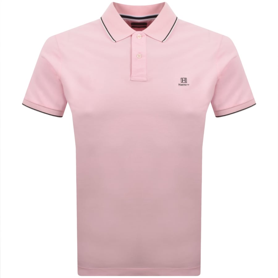 Hackett Heritage Tipped Polo T Shirt Pink