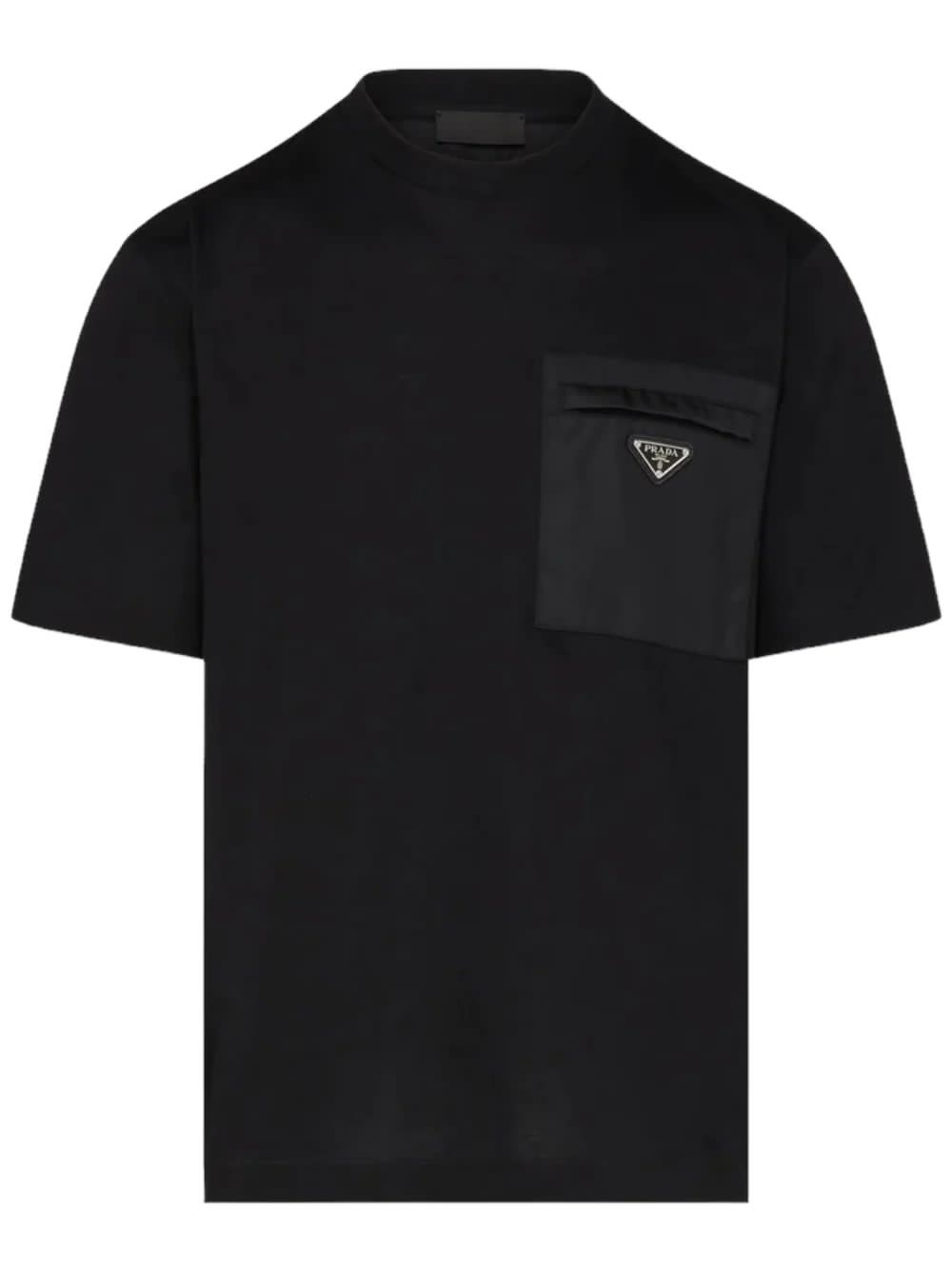Prada Prada Pocket Re-Nylon Black Tee - Size: S T-Shirts | Shop From The Mirage