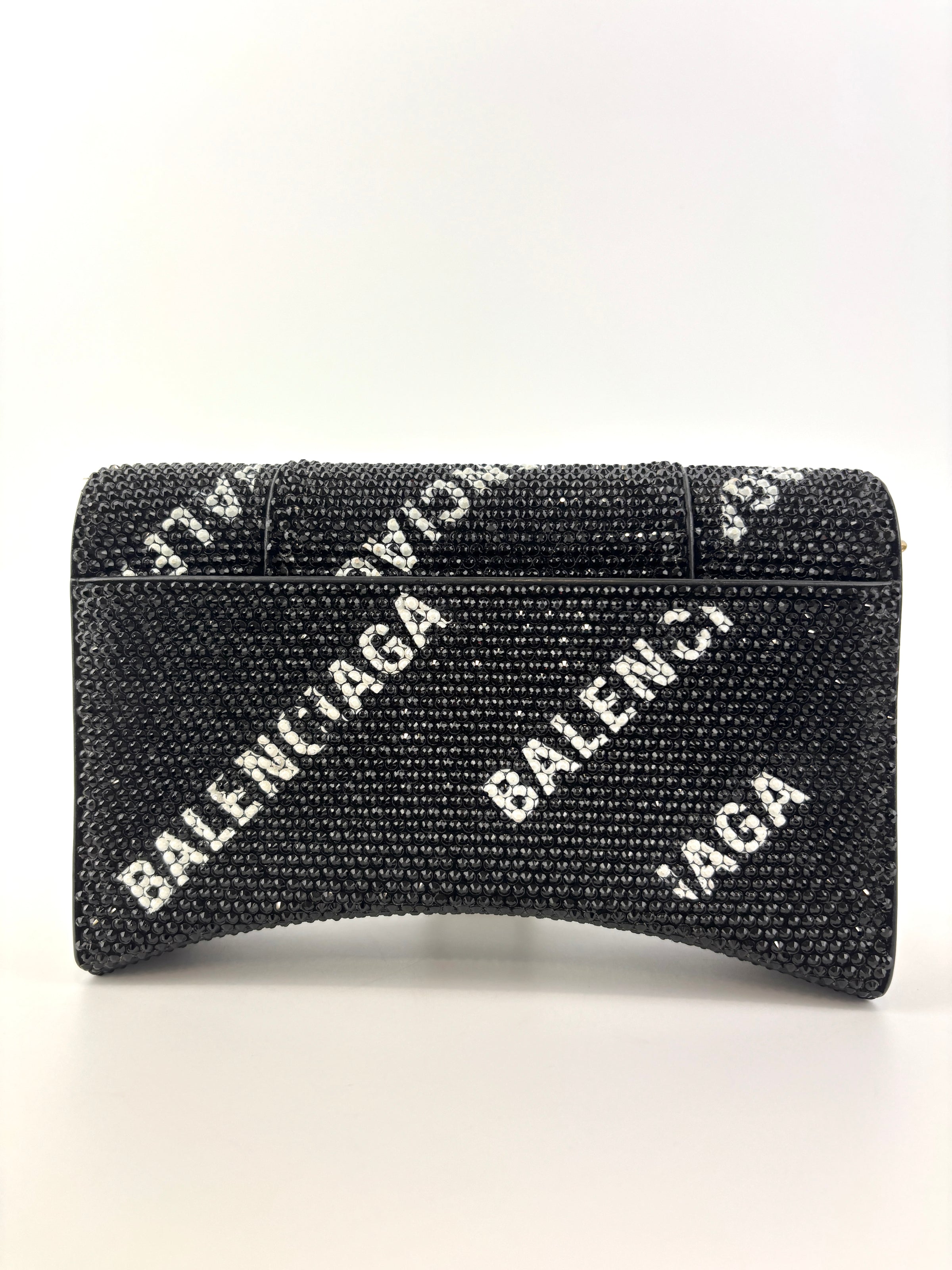 Balenciaga Hourglass Wallet On Chain Black Suede