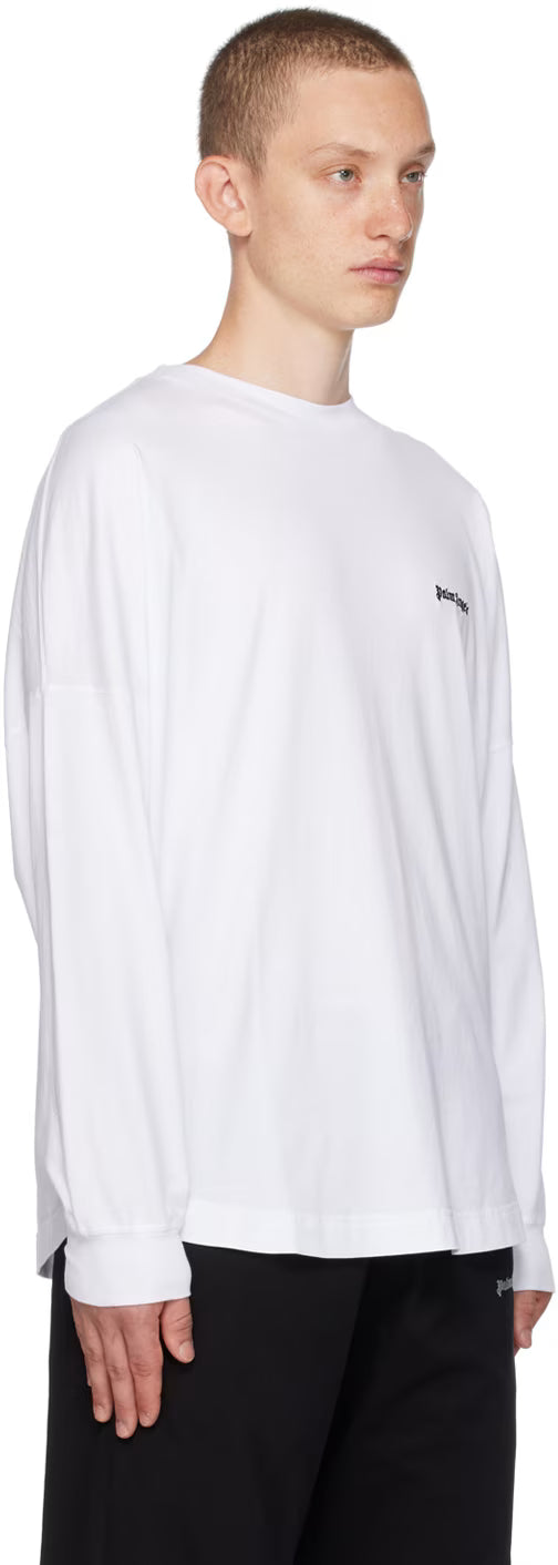 White Embroidered Long Sleeve T-Shirt