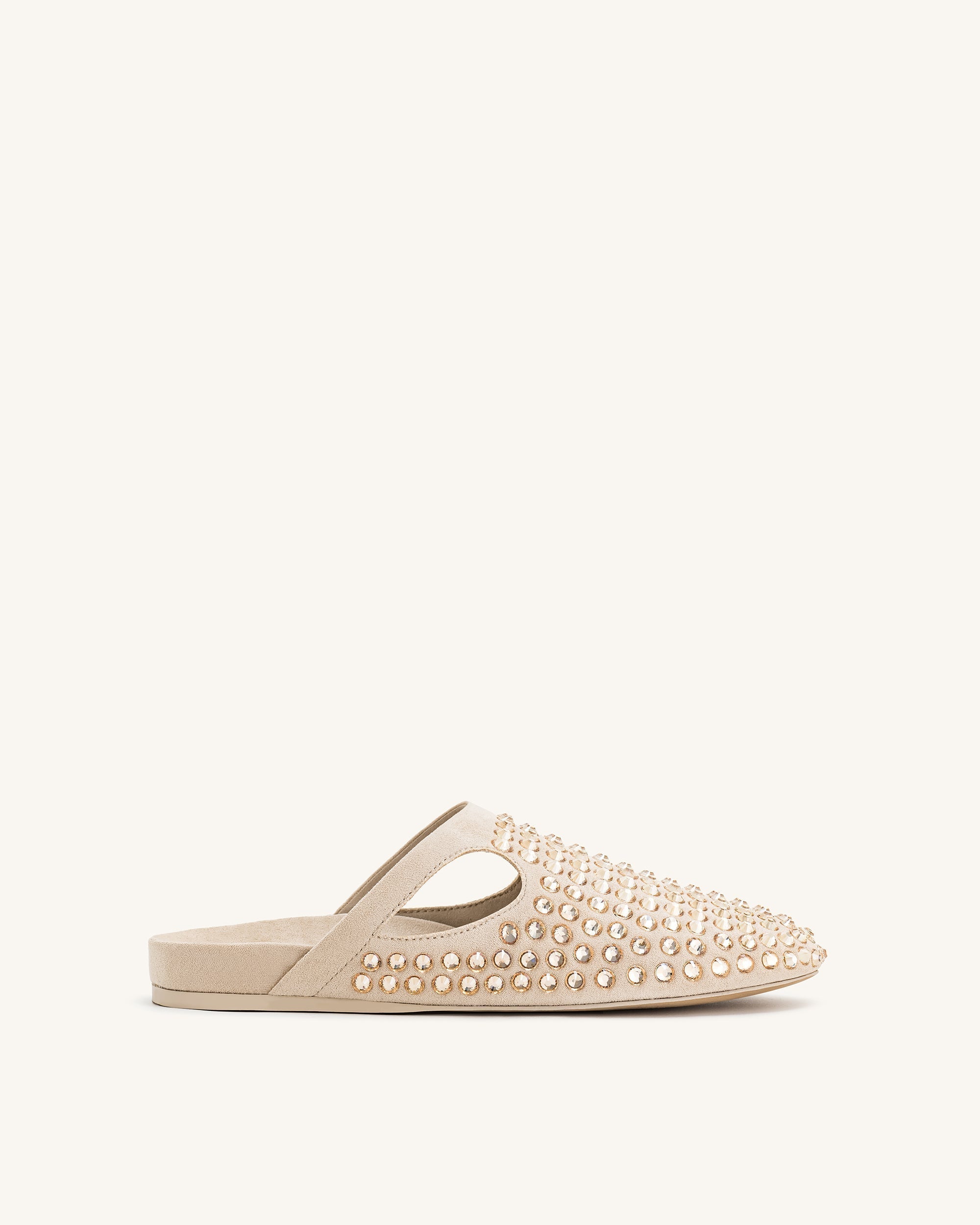 Athena Artificial Crystal Flat Mules - Black