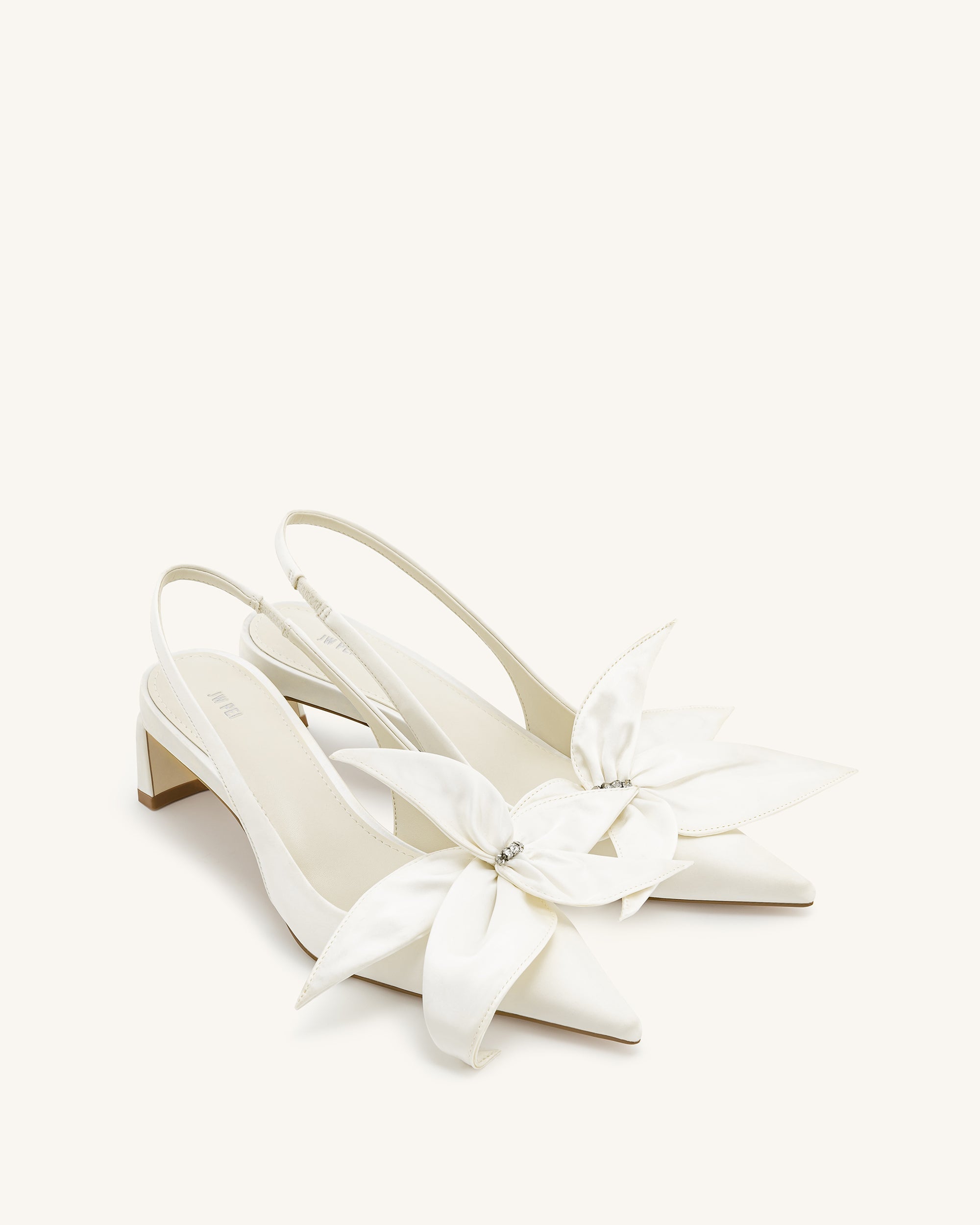 Queena Floral Appliques Slingback Pumps - Rose Pink