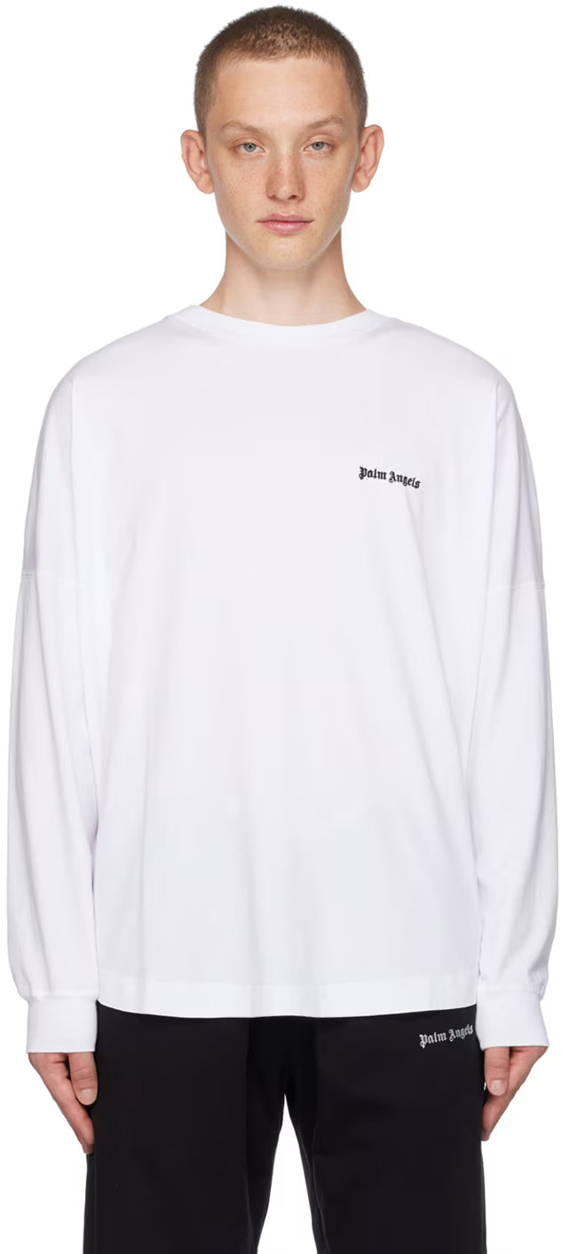 White Embroidered Long Sleeve T-Shirt