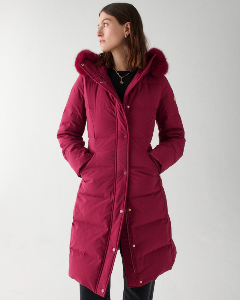 Long Parka With Faux Fur Trim