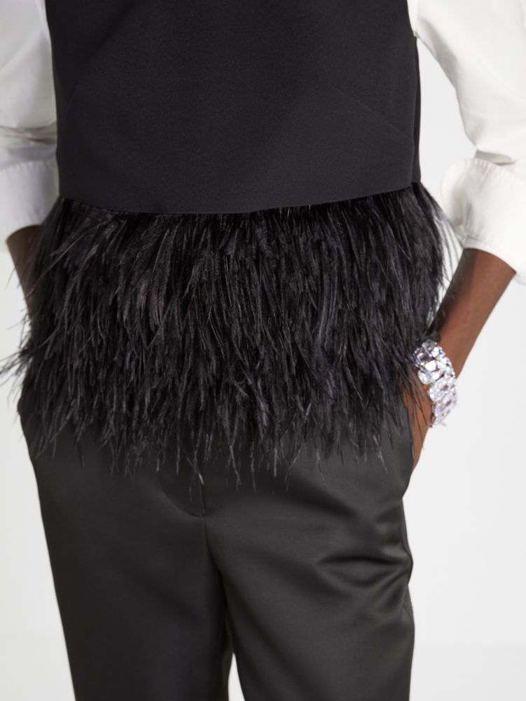 Feather Trim Crepe Top