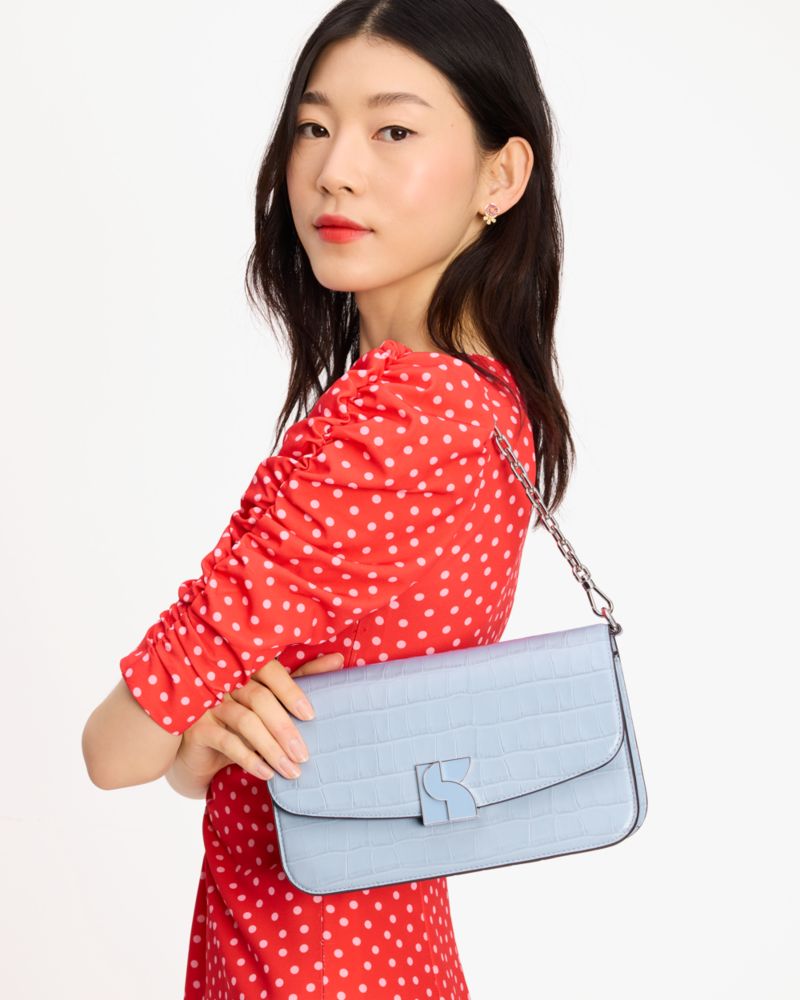 Dakota Croc-embossed Medium Convertible Shoulder Bag