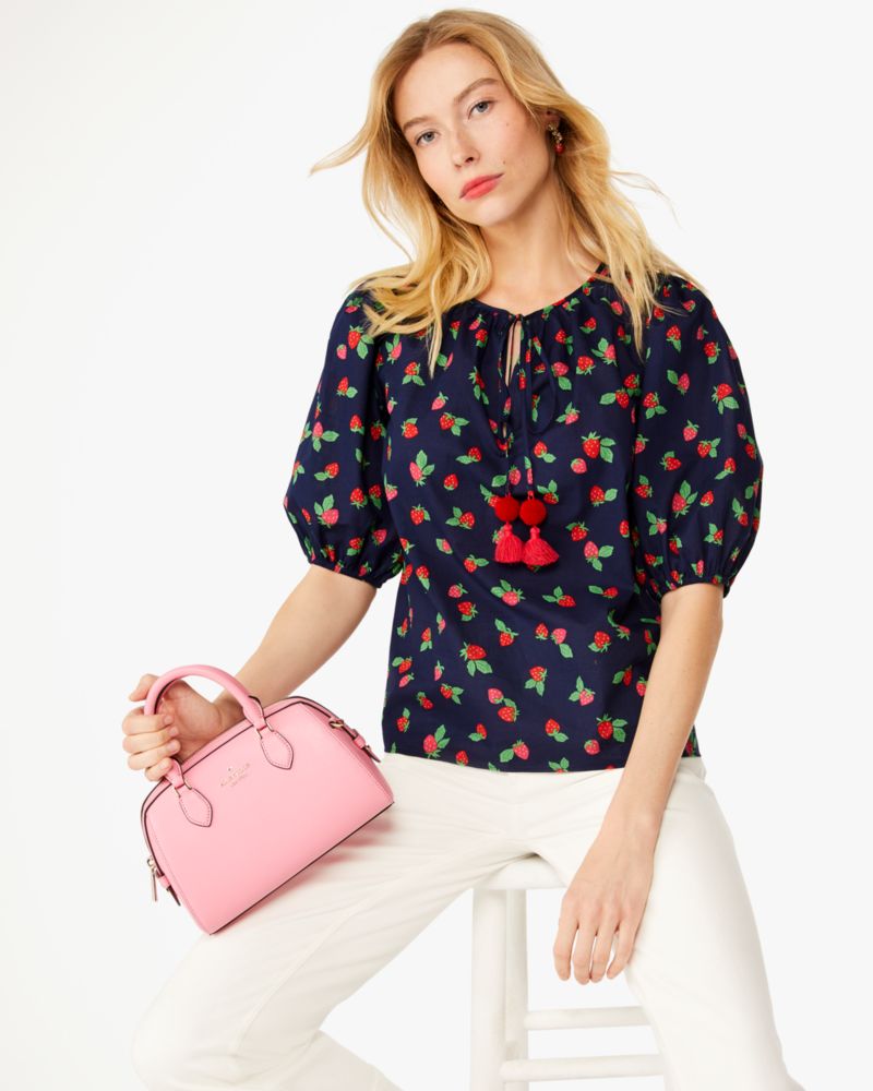 Tossed Strawberry Puff Sleeve Top