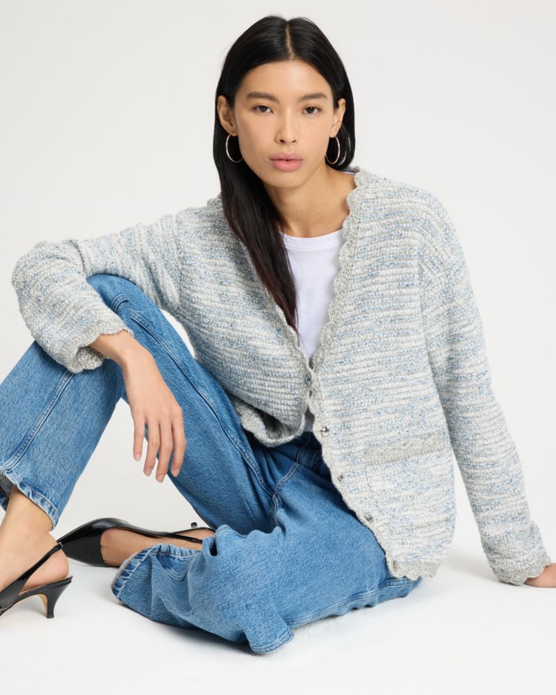 Scalloped Tweed Cardigan