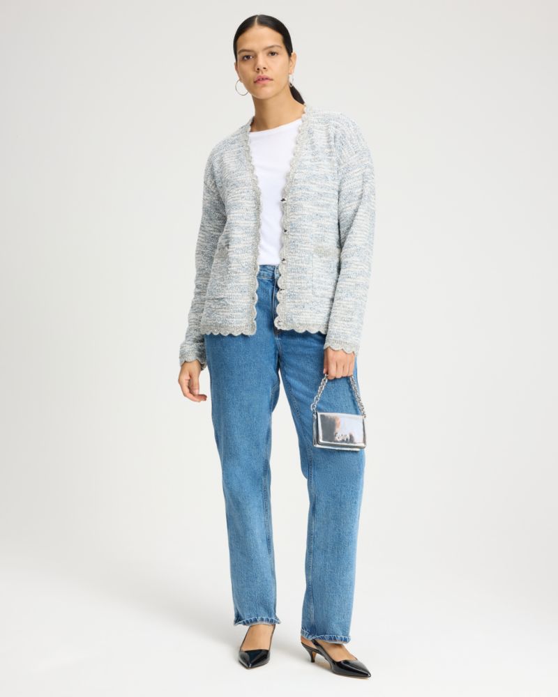 Scalloped Tweed Cardigan