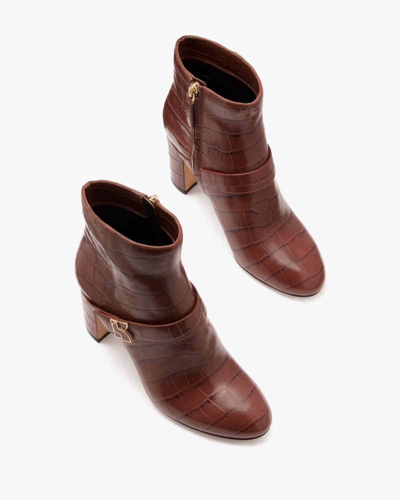 Dakota Croc-embossed Booties