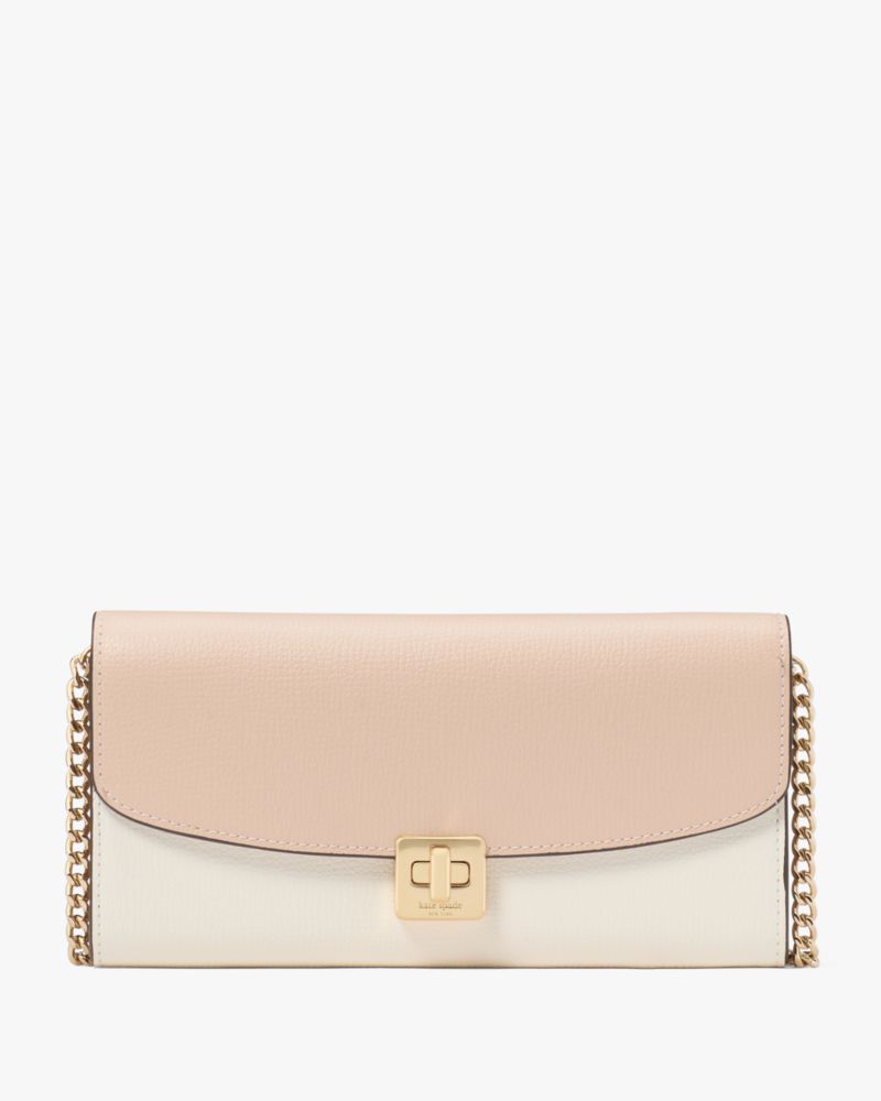 Phoebe Colorblock Refined Grain Leather Turnlock Wallet On A Chain