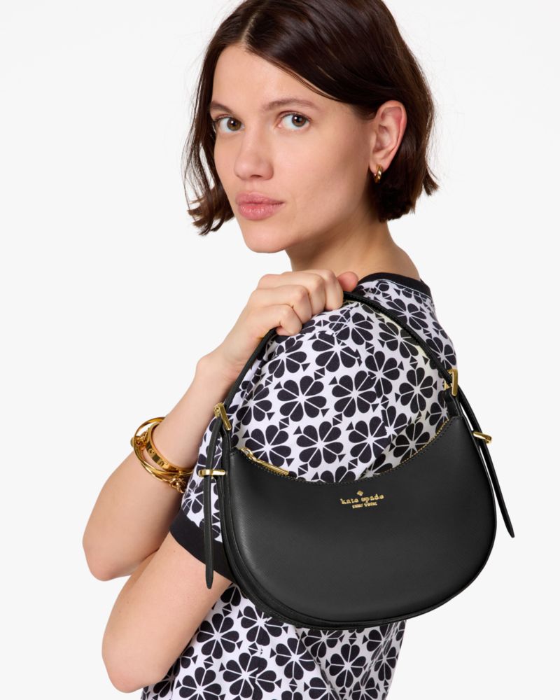Nova Crinkle Metallic Small Crescent Shoulder Bag
