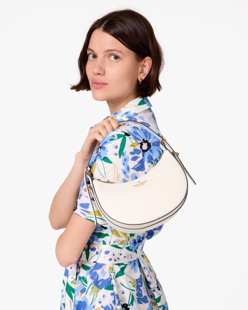 Nova Crinkle Metallic Small Crescent Shoulder Bag