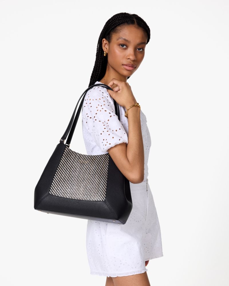 Lena Straw Triple Compartment Shoulder Bag