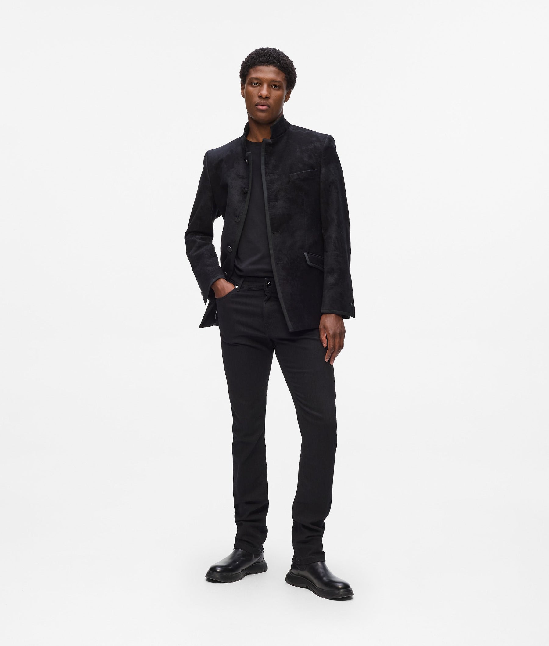 High stand collar blazer