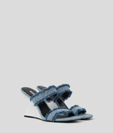 WAVERLY TWIN STRAP DENIM HEELED SANDALS