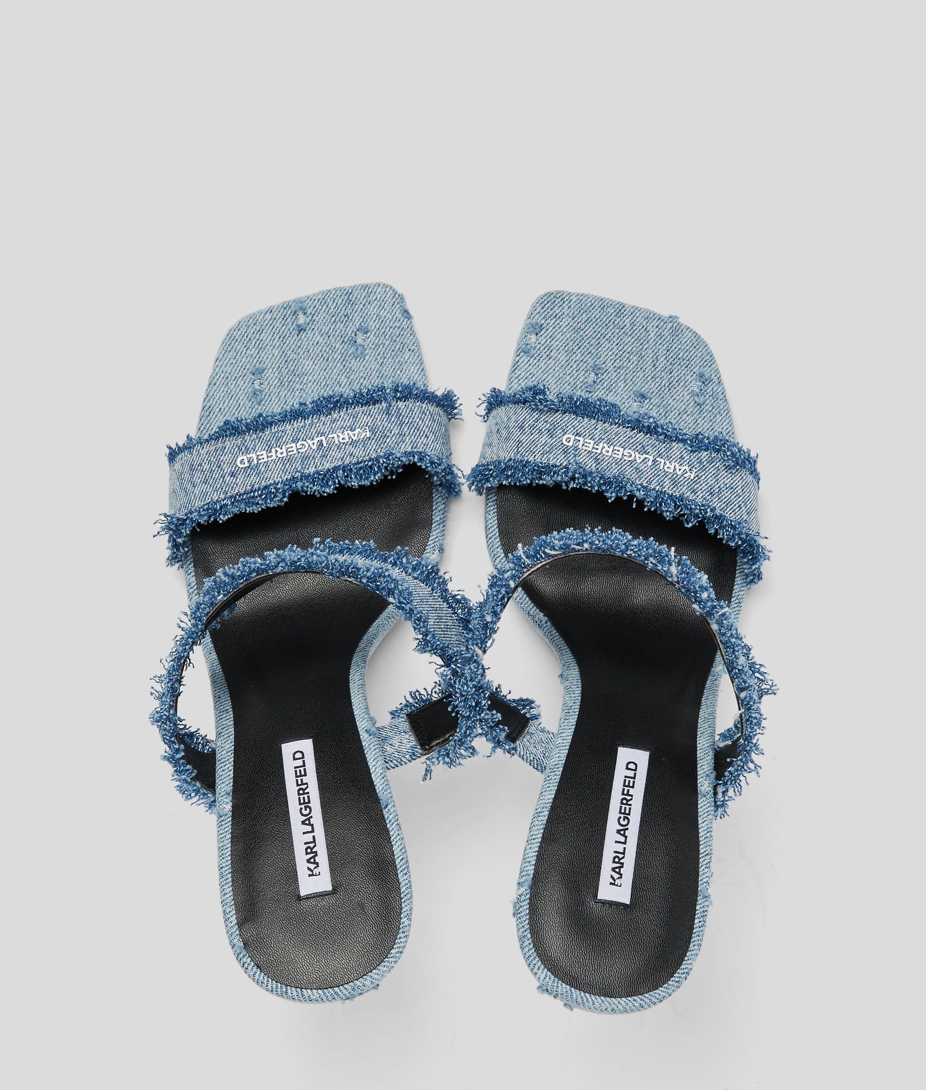 WAVERLY TWIN STRAP DENIM HEELED SANDALS