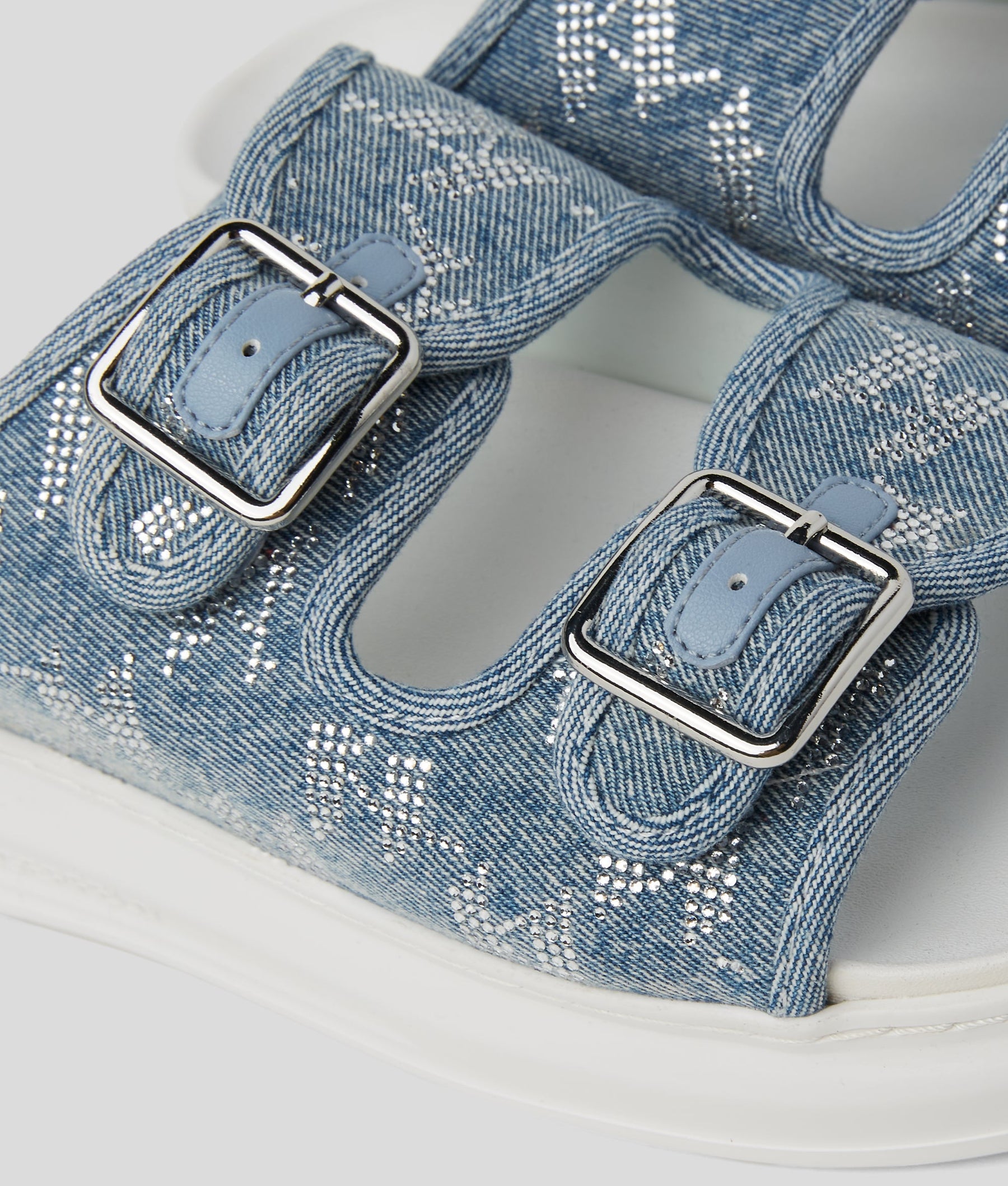KAPRI DENIM RHINESTONE SLIPPERS