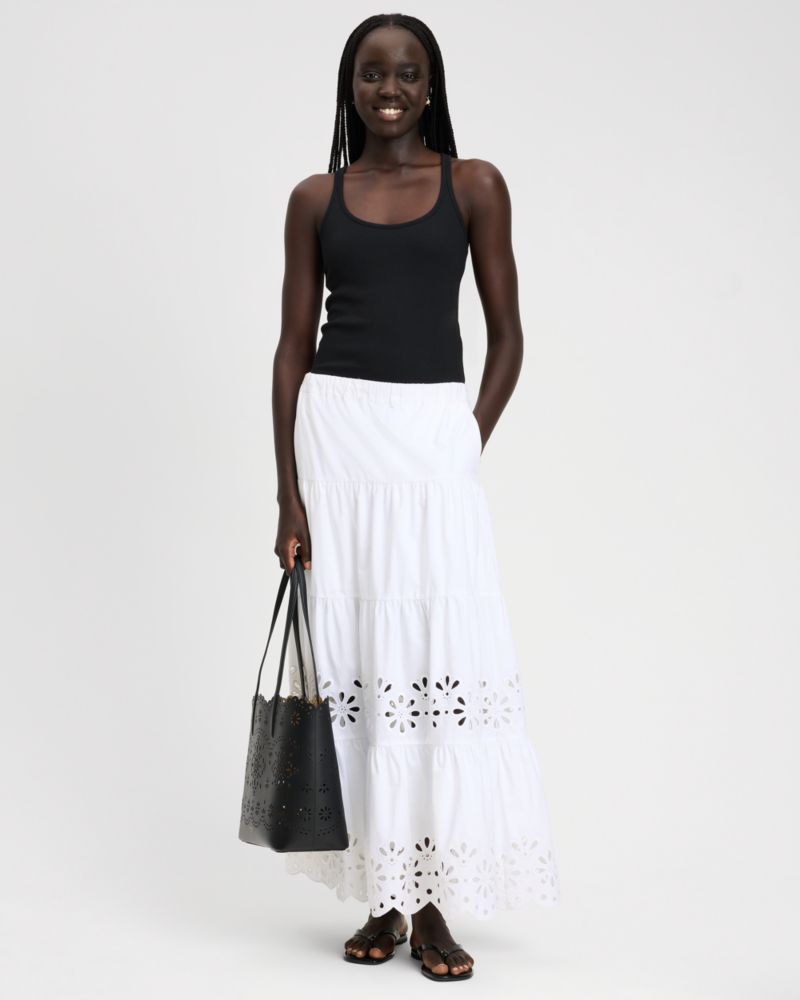 Daisy Eyelet Tiered Maxi Skirt