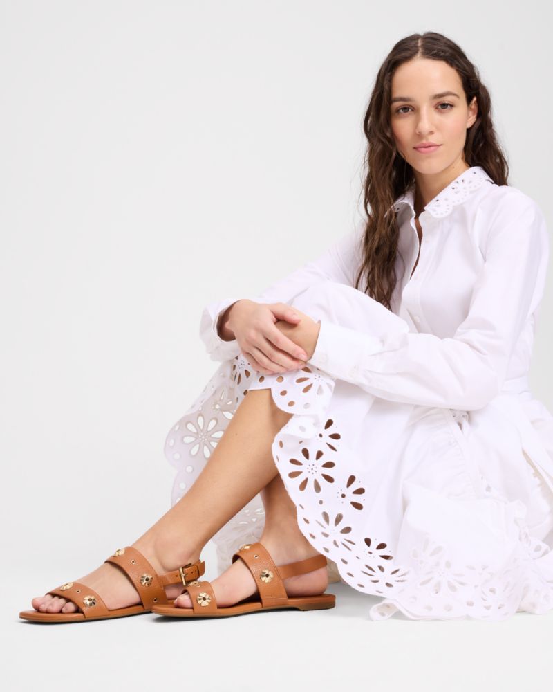 Spade Flower Stud Flat Sandals