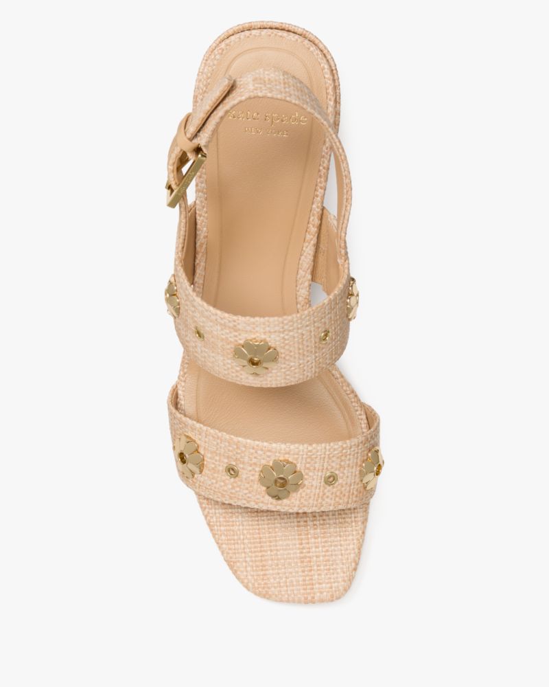 Spade Flower Stud Block Heels