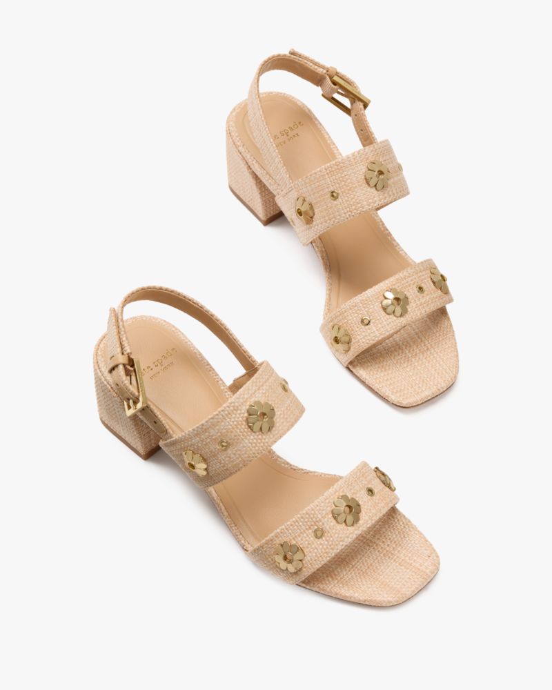 Spade Flower Stud Block Heels