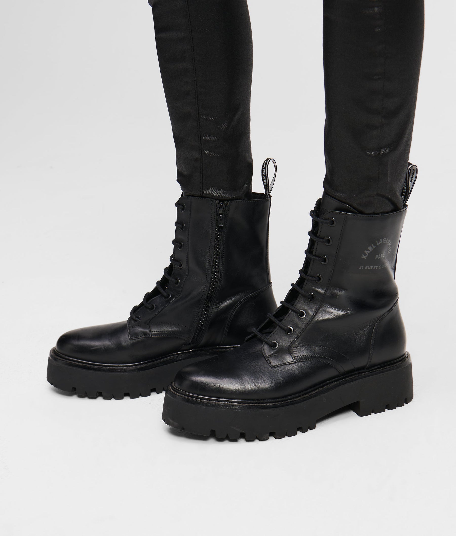 BURLY BIKER LACE-UP BOOTS