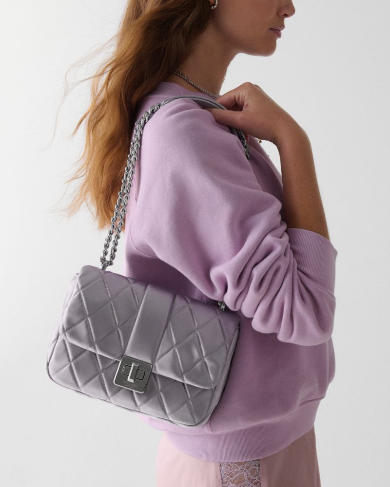 Carey Quilted Satin Small Flap Crossbody