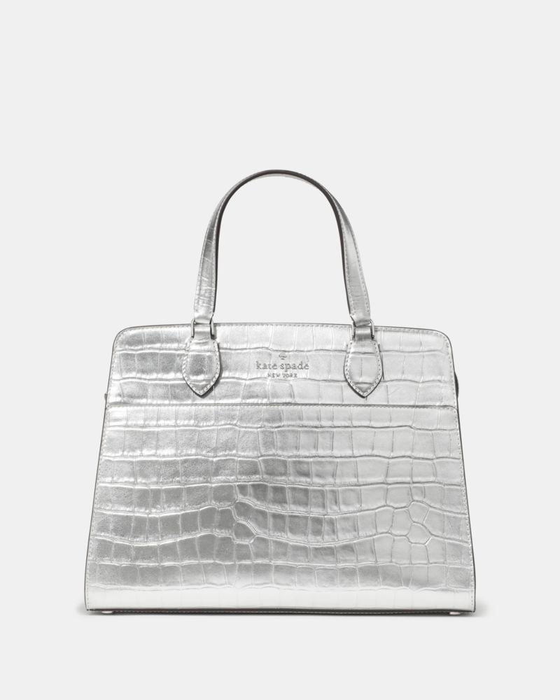 Madison Metallic Croc Embossed Medium Satchel