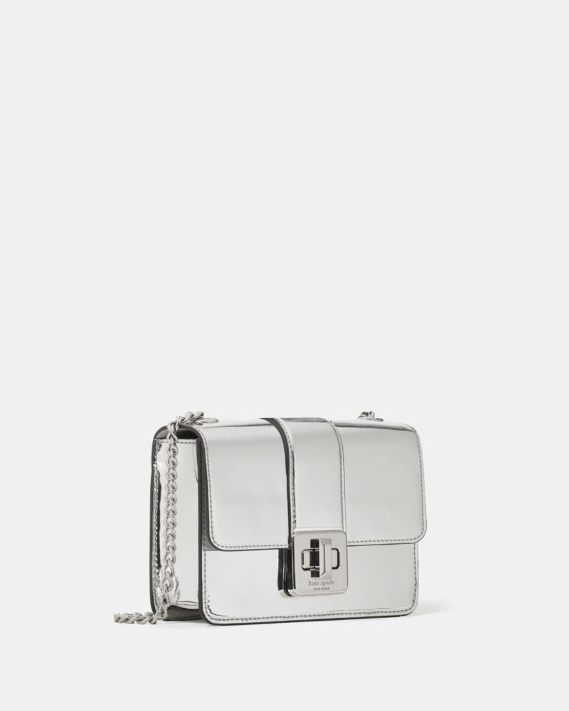 Phoebe Mirror Metallic Turnlock Mini Flap Crossbody